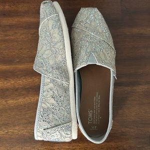 TOMS Alpargata Silver Glittery Ivory Shoes